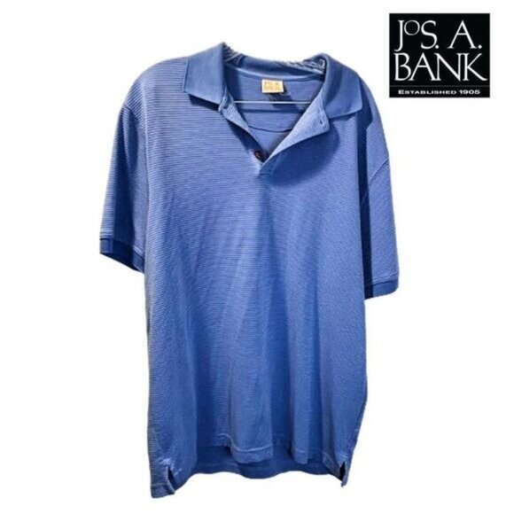 Jos. A. Bank Mens‎ Regular-Fit Polo Shirt Short Sleeve Stripe Collared Shirt - Picture 1 of 4